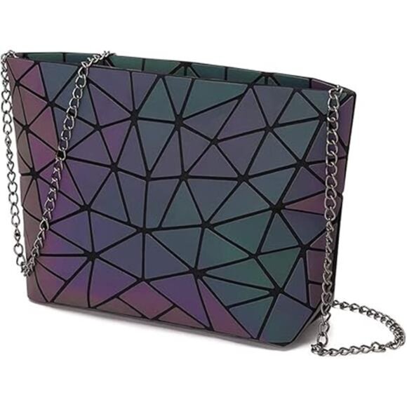 Holographic Purse Geometric Purse Luminous Handbag Purse and Wallet for Women - Picture 7 of 7
